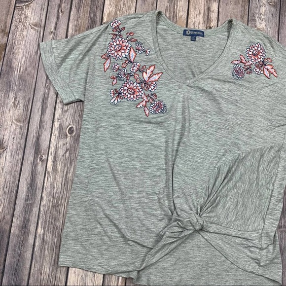 Democracy Tops - Democracy Floral embroidered Rayon tee